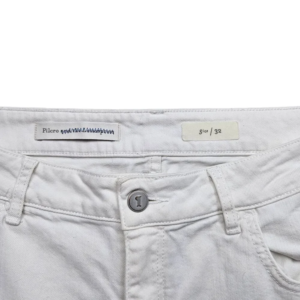 Anthropologie Pilcro Stet Floral Cutout Cropped Jeans Womens 32 White - Picture 3 of 11